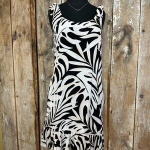 Black and White Leaf Print Dress